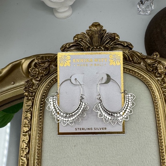 Annika Witt Sterling Silver Filigree Hoop Earrings – Made in Bali - Picture 4 of 7